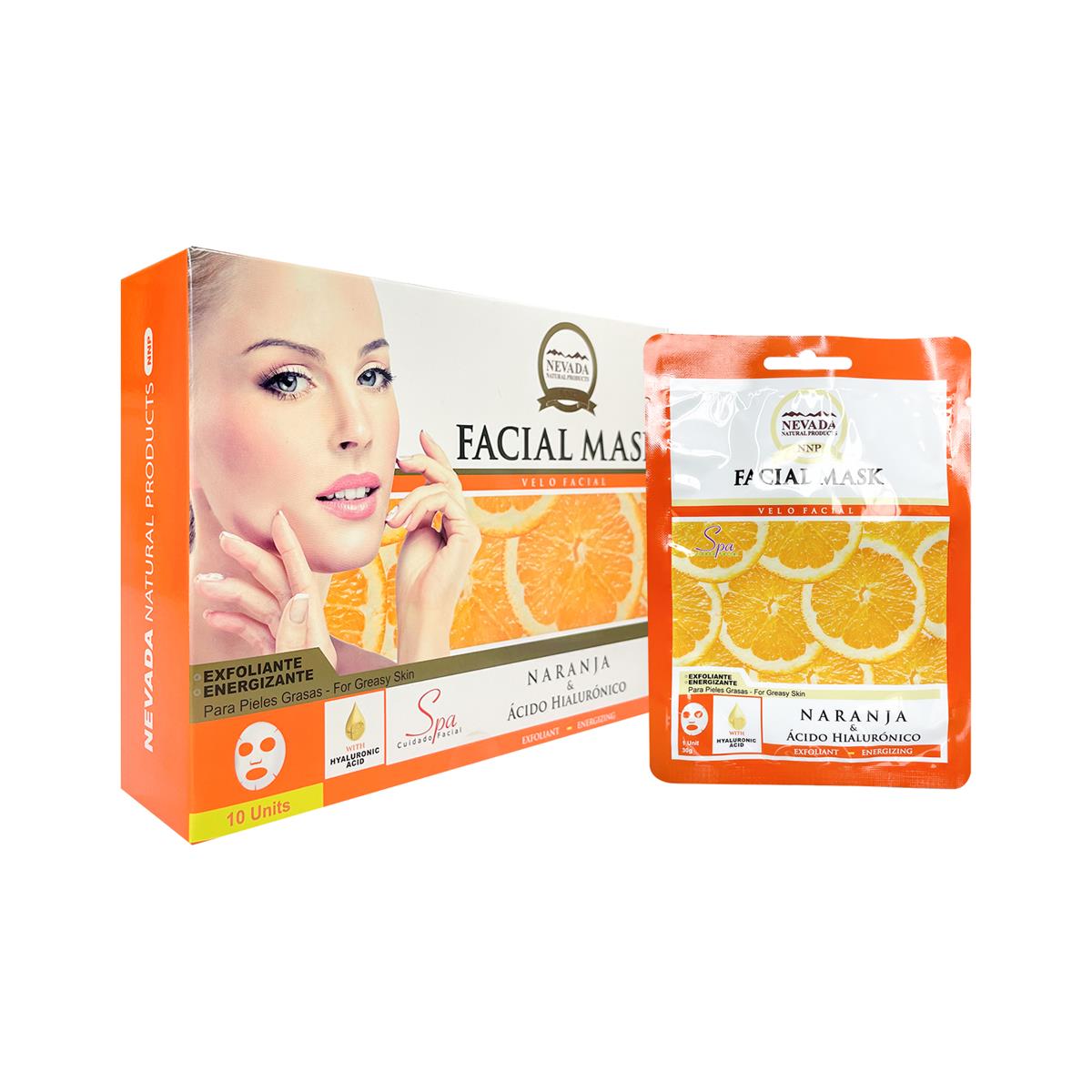 Velo facial extracto de naranja y ácido hialurónico 10unid