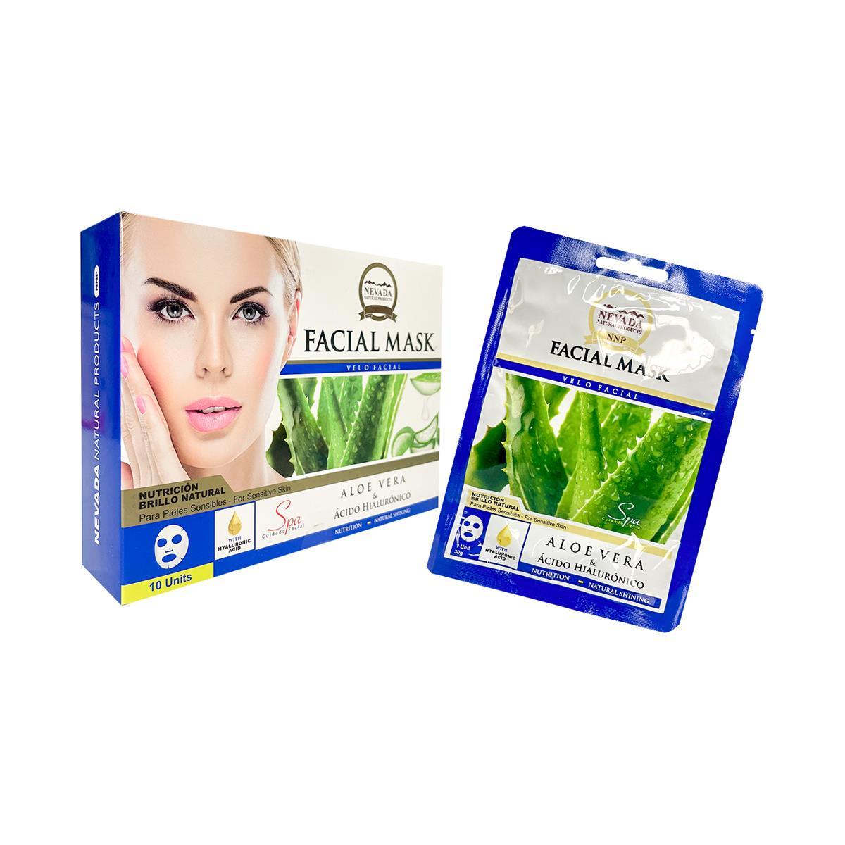 Velo facial extracto de aloe vera y ácido hialurónico 10unid