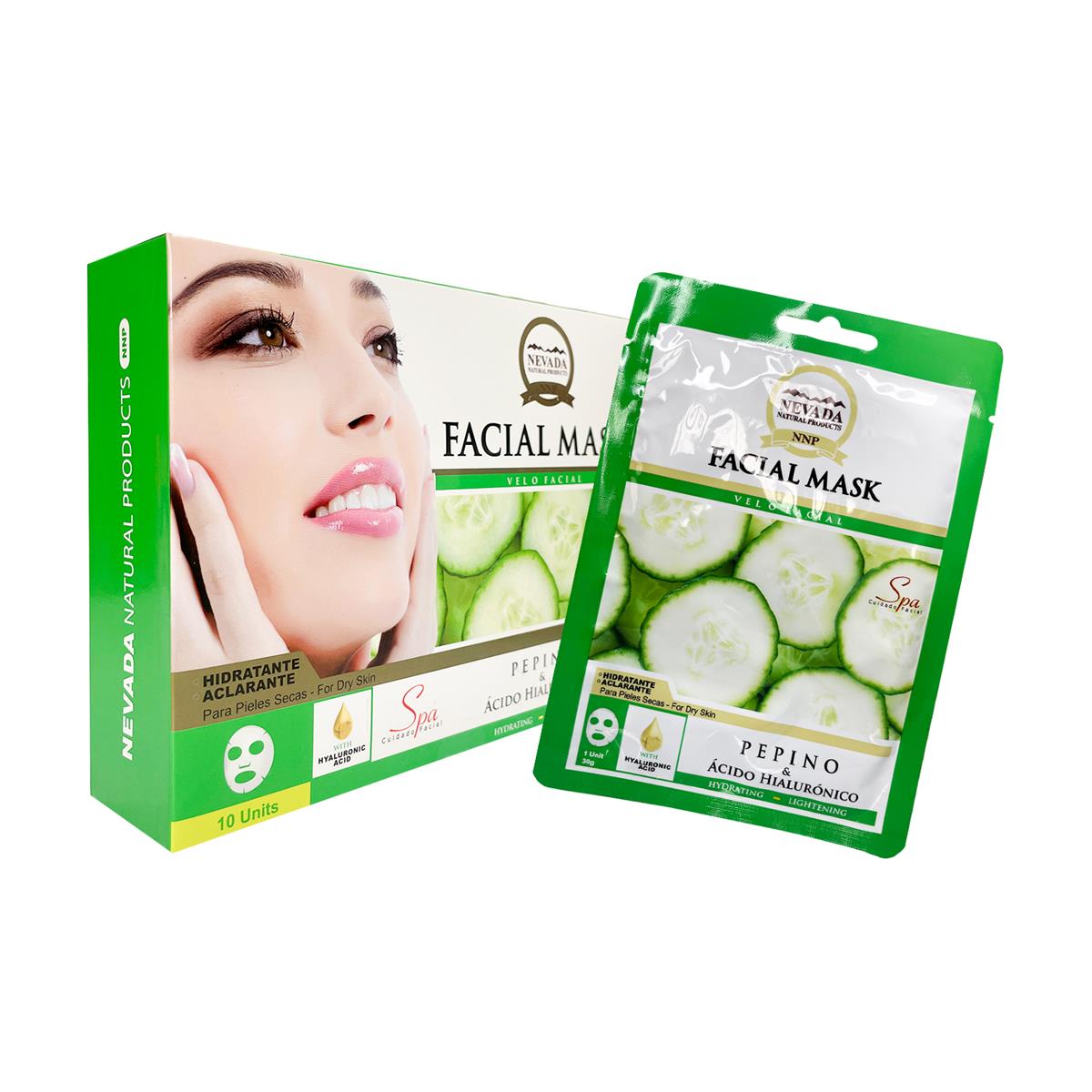 Velo facial extracto de pepino y ácido hialurónico 10unid