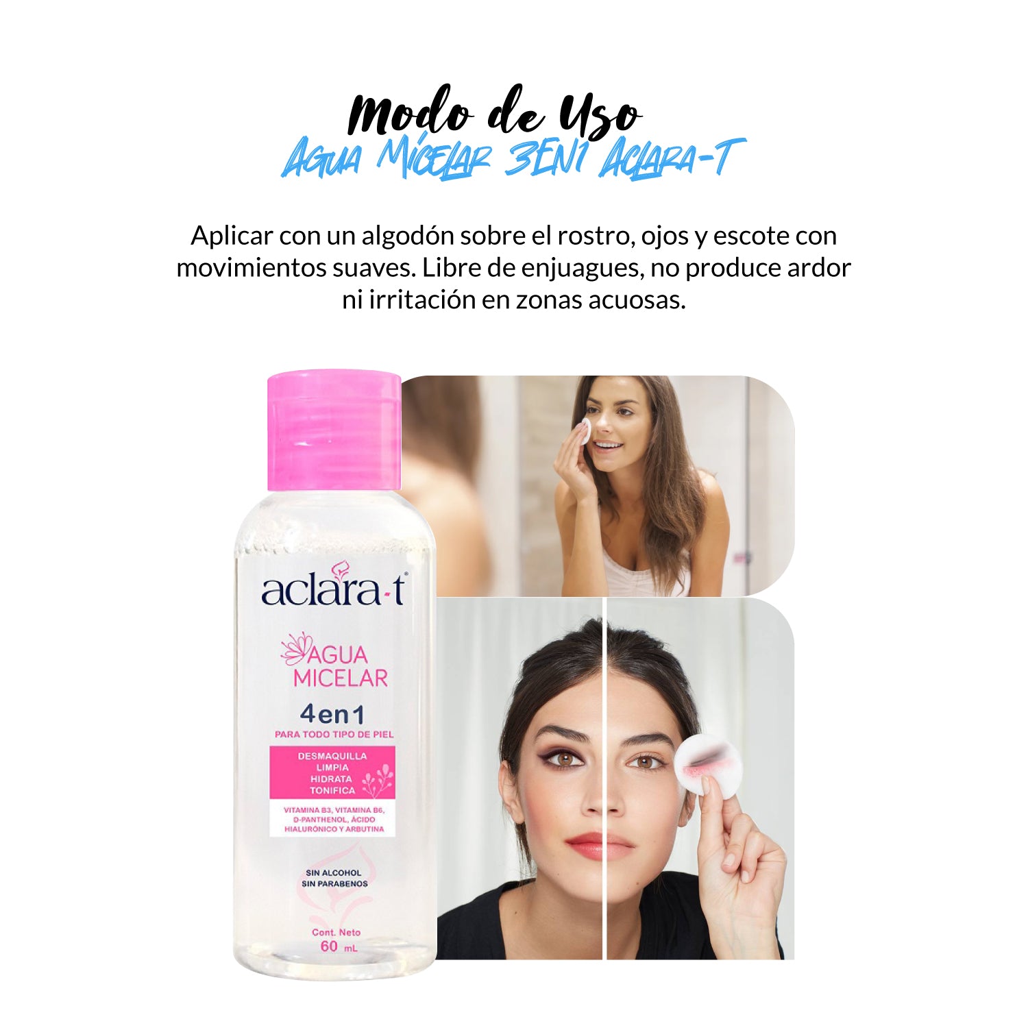 Agua Micelar 4EN1 Aclara-T 60 gr - LA COOPER