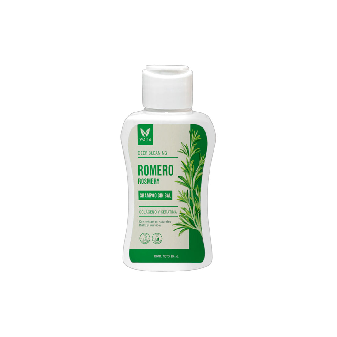 VENA – SHAMPOO ROMERO SIN SAL – HIDRATACIÓN Y BRILLO NATURAL – 90ML