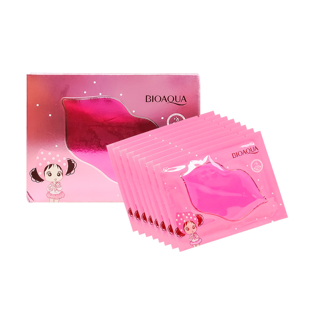 ¡liquidación! BIOAQUA Mascarilla Labial de Colágeno Cristalina Rosa Niña – Hidratación – Paquete x10 (8g c/u)
