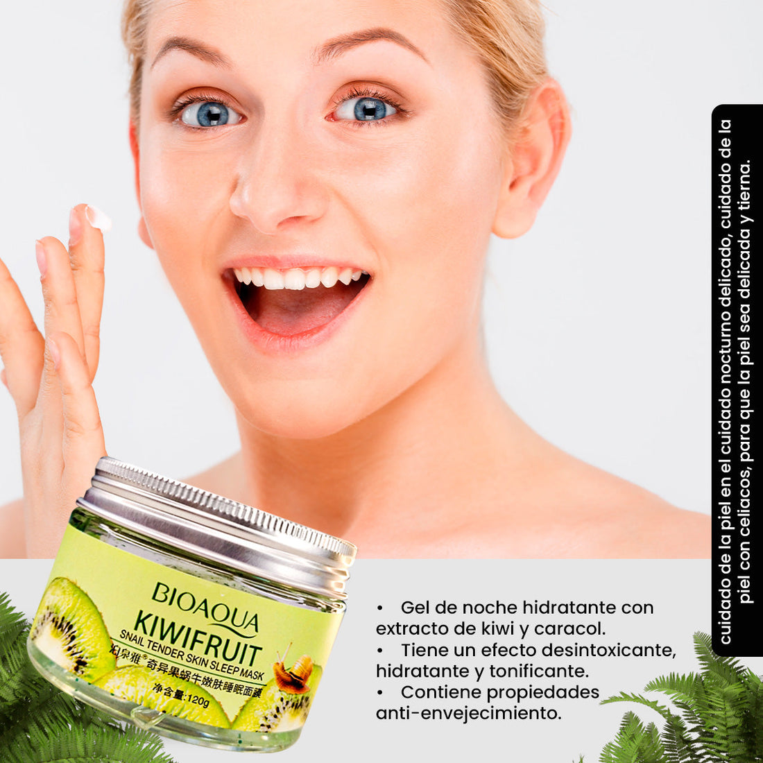 BIOAQUA Mascarilla de Noche Piel Tierna de Kiwi y Caracol – 120g