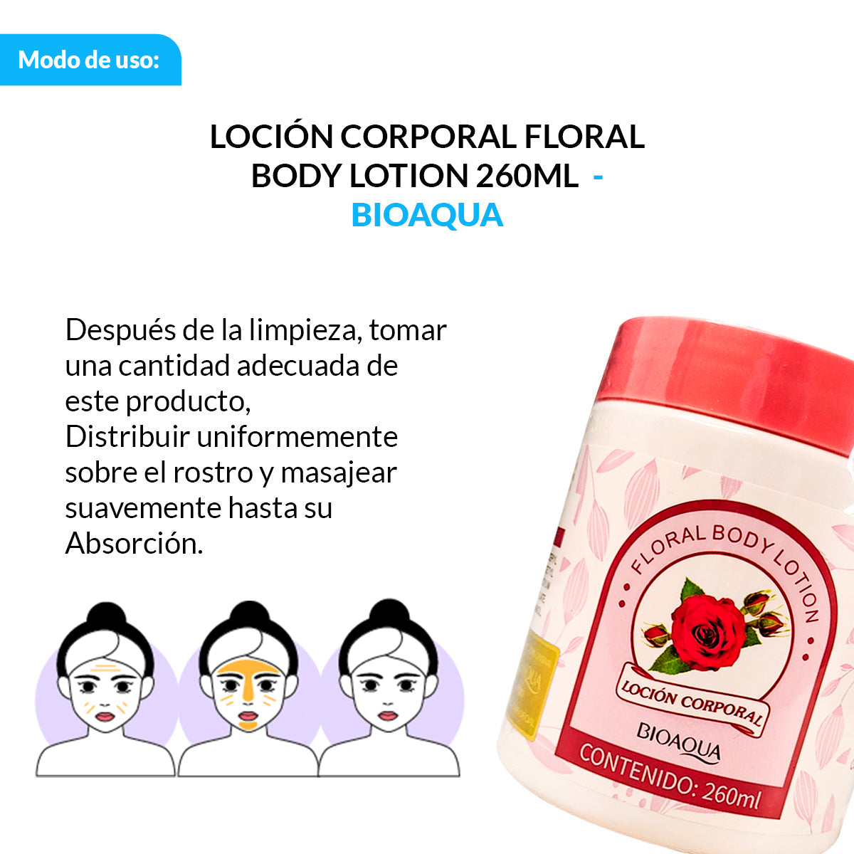 ¡liquidación! BIOAQUA Loción Corporal Floral Body Lotion – Hidratante – 260ml