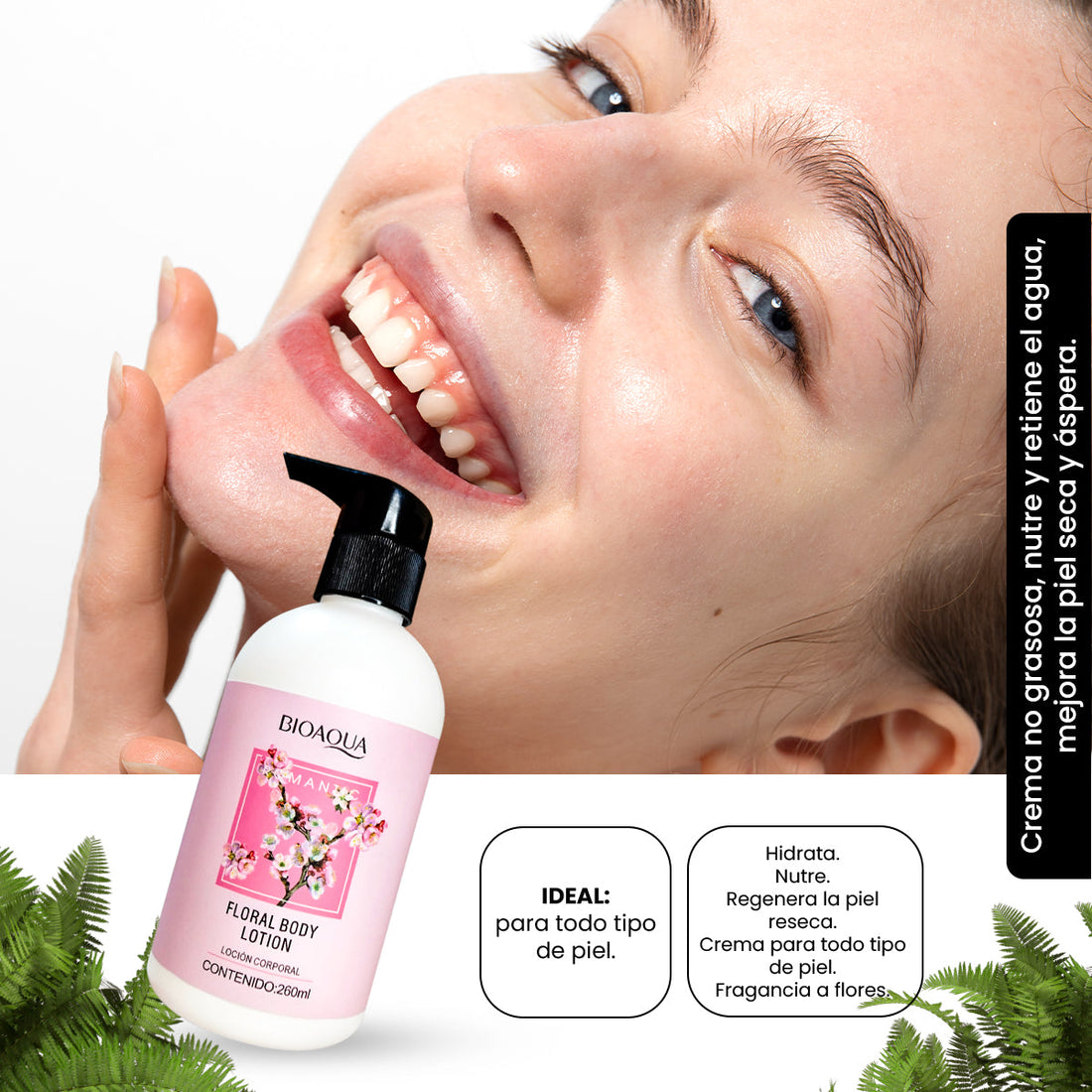 BIOAQUA Loción Corporal Floral Romántica – Hidratación – 260ml