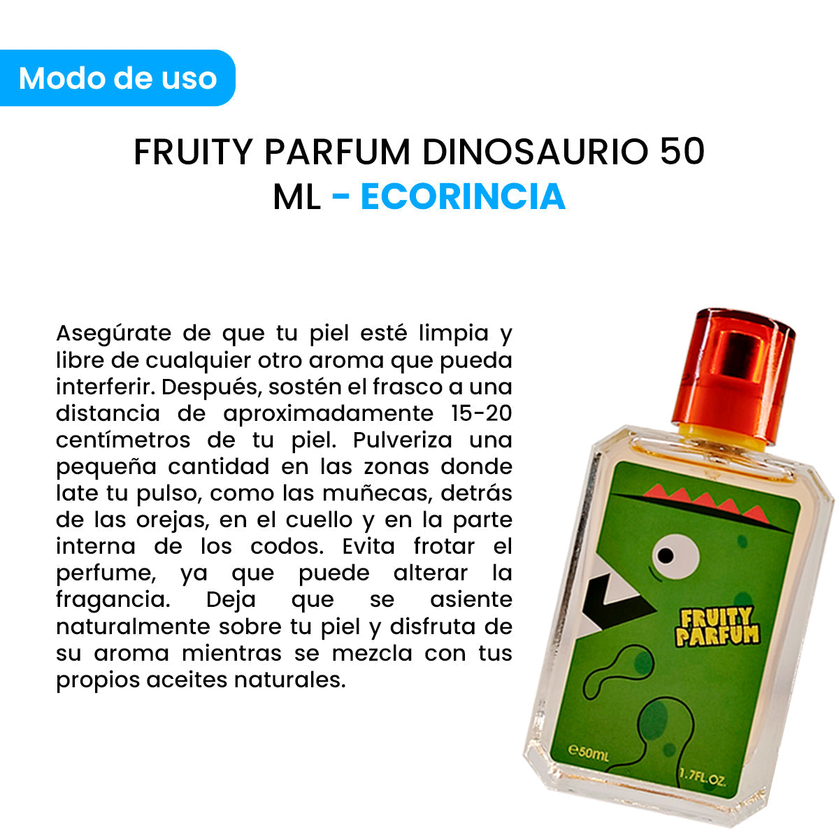ECORINCIA – PERFUME INFANTIL SUAVE – FRUITY PARFUM DINOSAURIO – 50ML