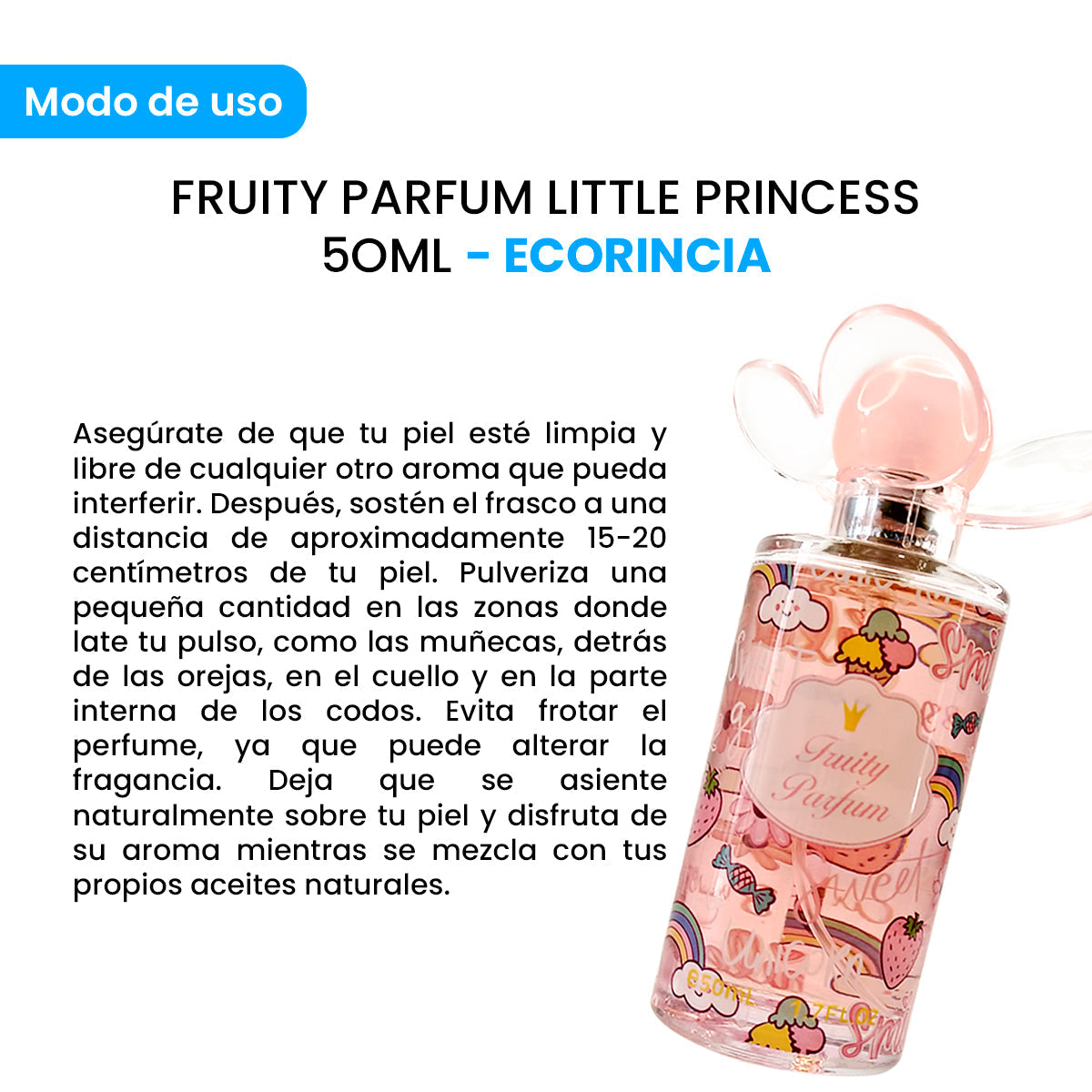 ECORINCIA – PERFUME INFANTIL SUAVE – FRUITY PARFUM LITTLE PRINCESS – 50ML