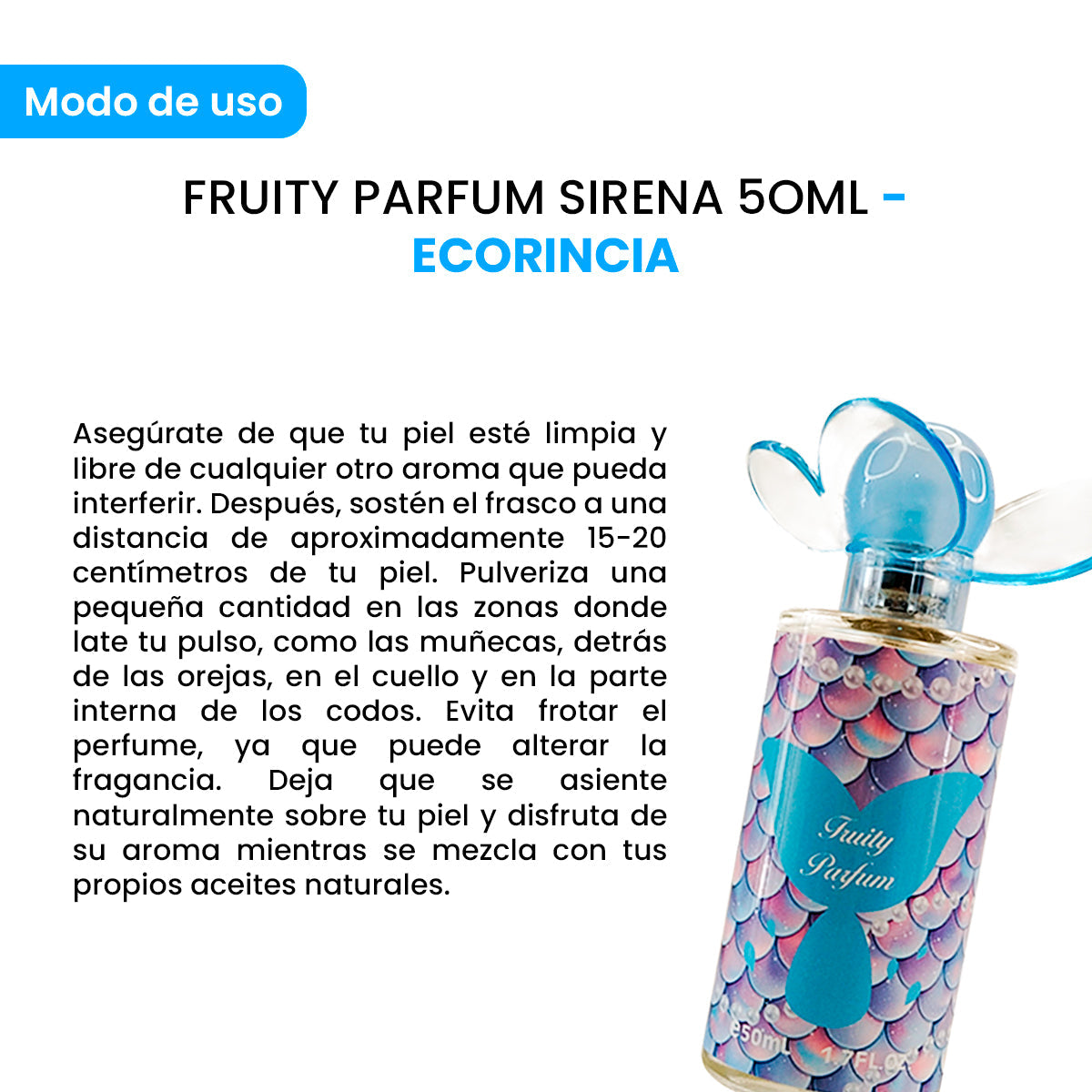 ECORINCIA – PERFUME INFANTIL SUAVE – FRUITY PARFUM SIRENA – 50ML