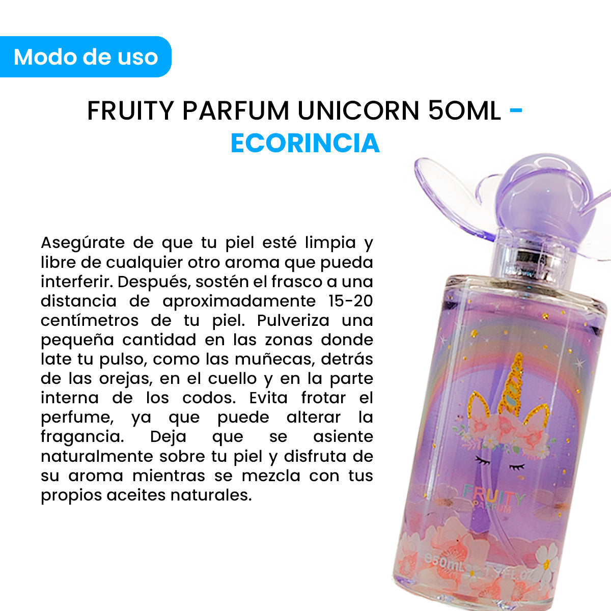 ECORINCIA – PERFUME INFANTIL SUAVE – FRUITY PARFUM UNICORN – 50ML