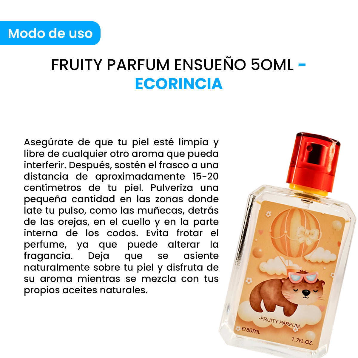 ECORINCIA – PERFUME INFANTIL SUAVE – FRUITY PARFUM ENSUEÑO – 50ML