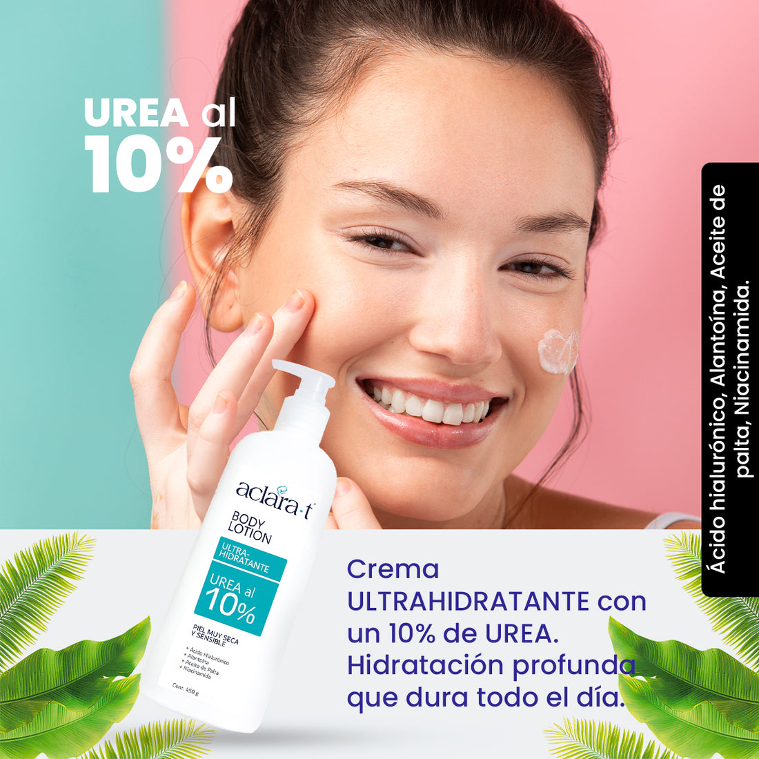 Aclara-T Body Lotion Corporal con 10% Urea – para Piel Seca y Sensible – 450g