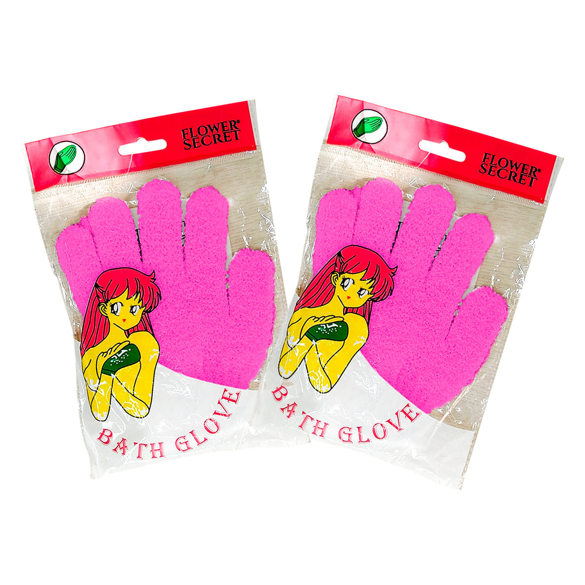 FLOWER SECRET – EXFOLIACIÓN CORPORAL – GUANTES DE BAÑO ROSA INTENSO – PAR