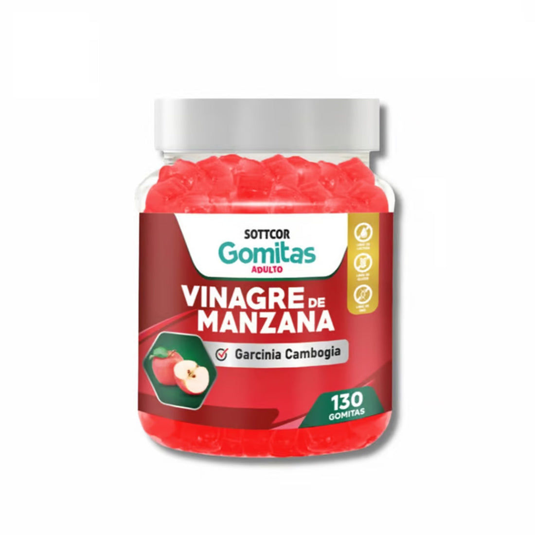 Sottcor 130 Gomitas de Vinagre de Manzana – Control de peso + REGALO PORTA GOMITAS