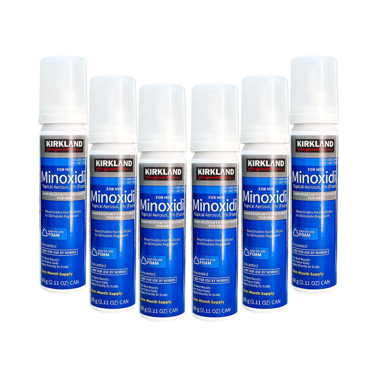 CYBER!!! Kirkland – Estimula el Crecimiento del Cabello – 6 pomos Minoxidil 5% Espuma 60ml