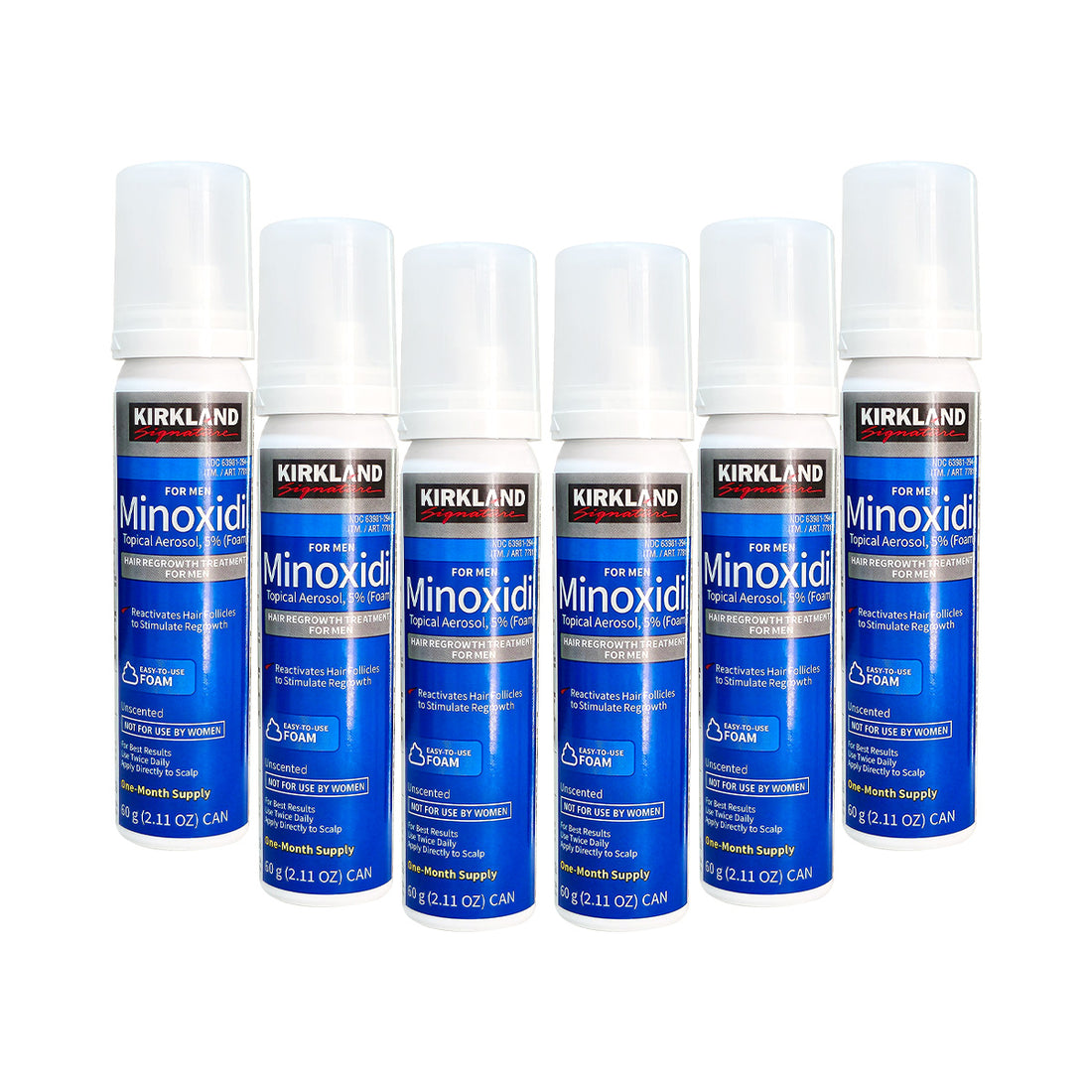 Kirkland – Estimula el Crecimiento del Cabello – 6 pomos Minoxidil 5% Espuma 60ml