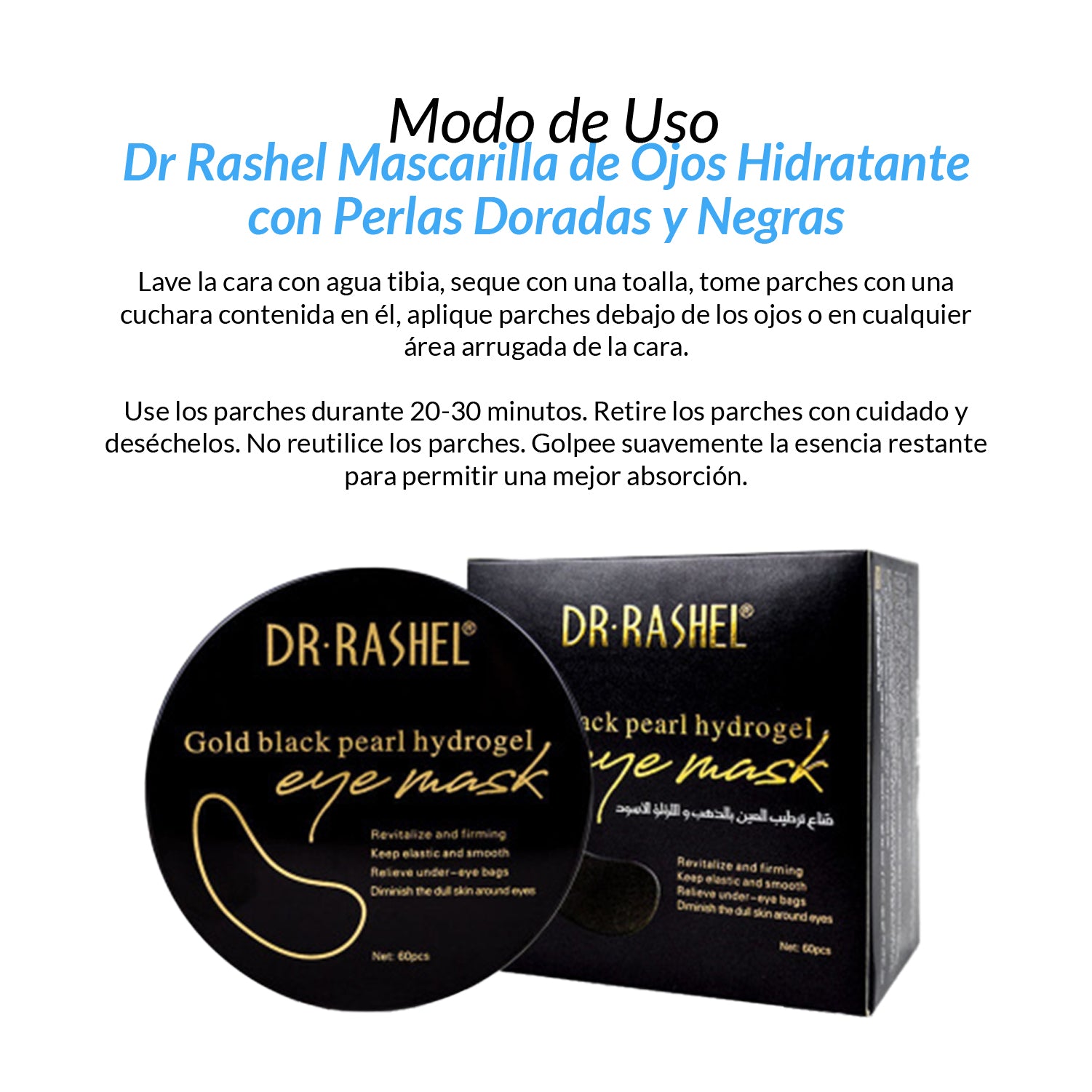Dr. Rashel Mascarilla de Ojos Hidratante con Perlas Doradas y Negras