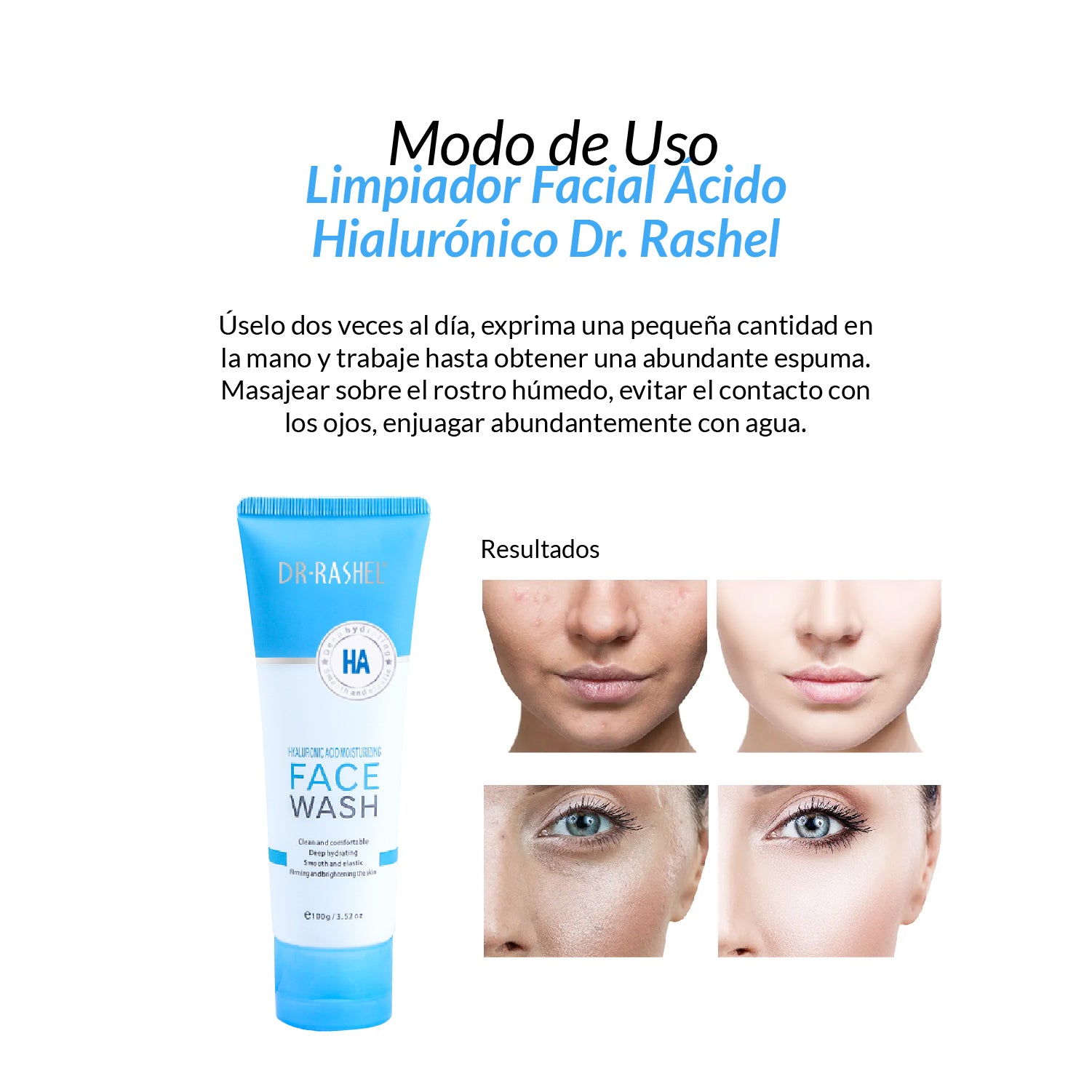 Dr. Rashel Gel Limpiador Facial – Hidratación Profunda con Ácido Hialurónico – 100g
