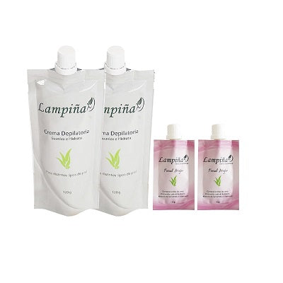 2 Crema Depiladora Corporal 120g + 2 Crema Depiladora Facial 15g - Lampiña