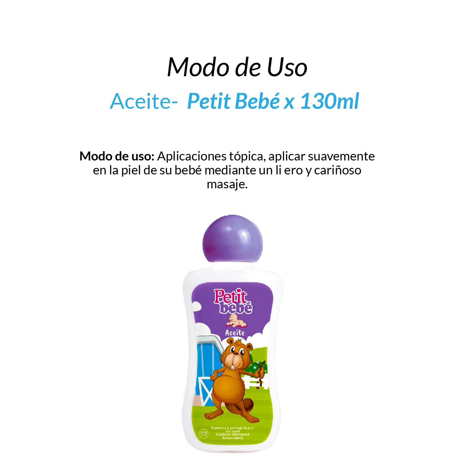¡liquidación! Aceite Petit Bebé x 130ml