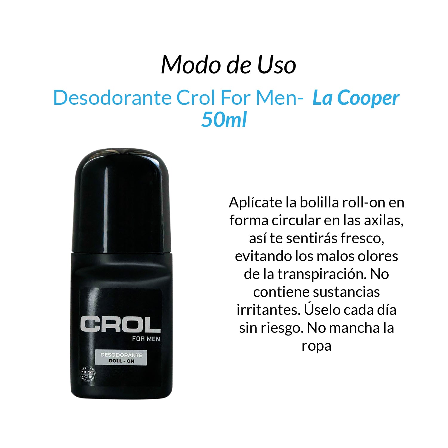 DESODORANTE ROLL-ON – CROL FOR MEN – PROTECCIÓN Y FRESCURA 24H – 50ML