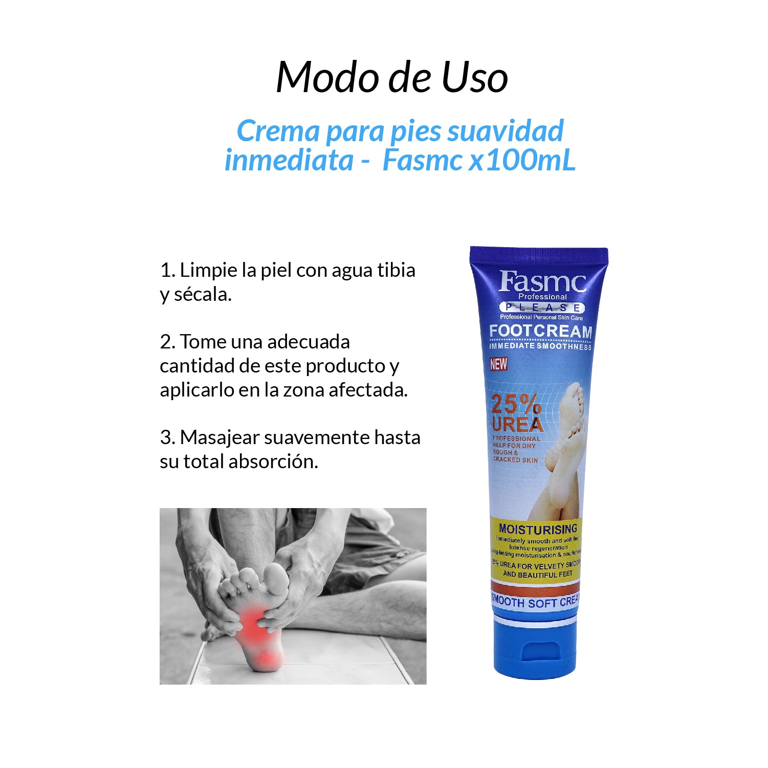 Cremas para pies suavidad inmediata 25% Urea Fasmc x100ml