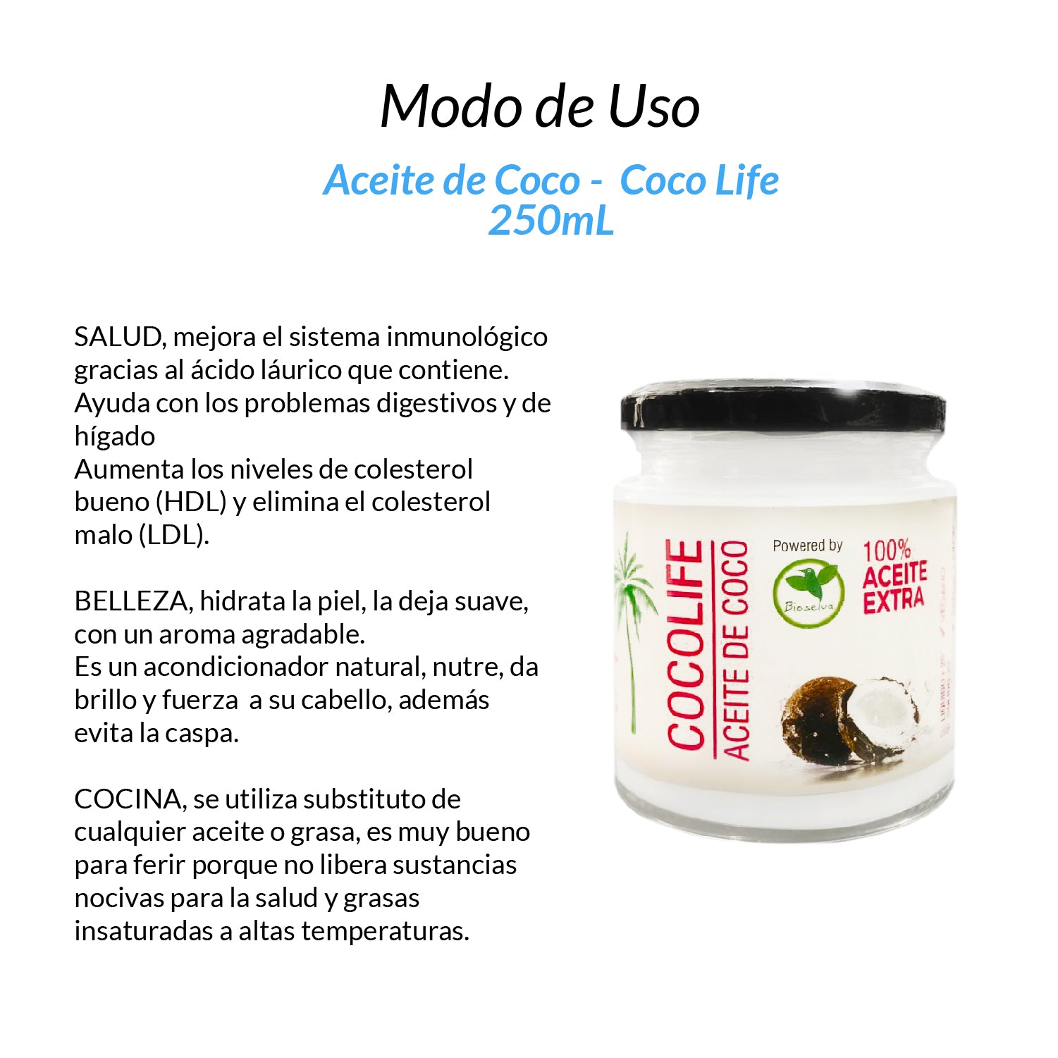 ¡liquidación! Coco Life - Aceite de Coco x 250 ml