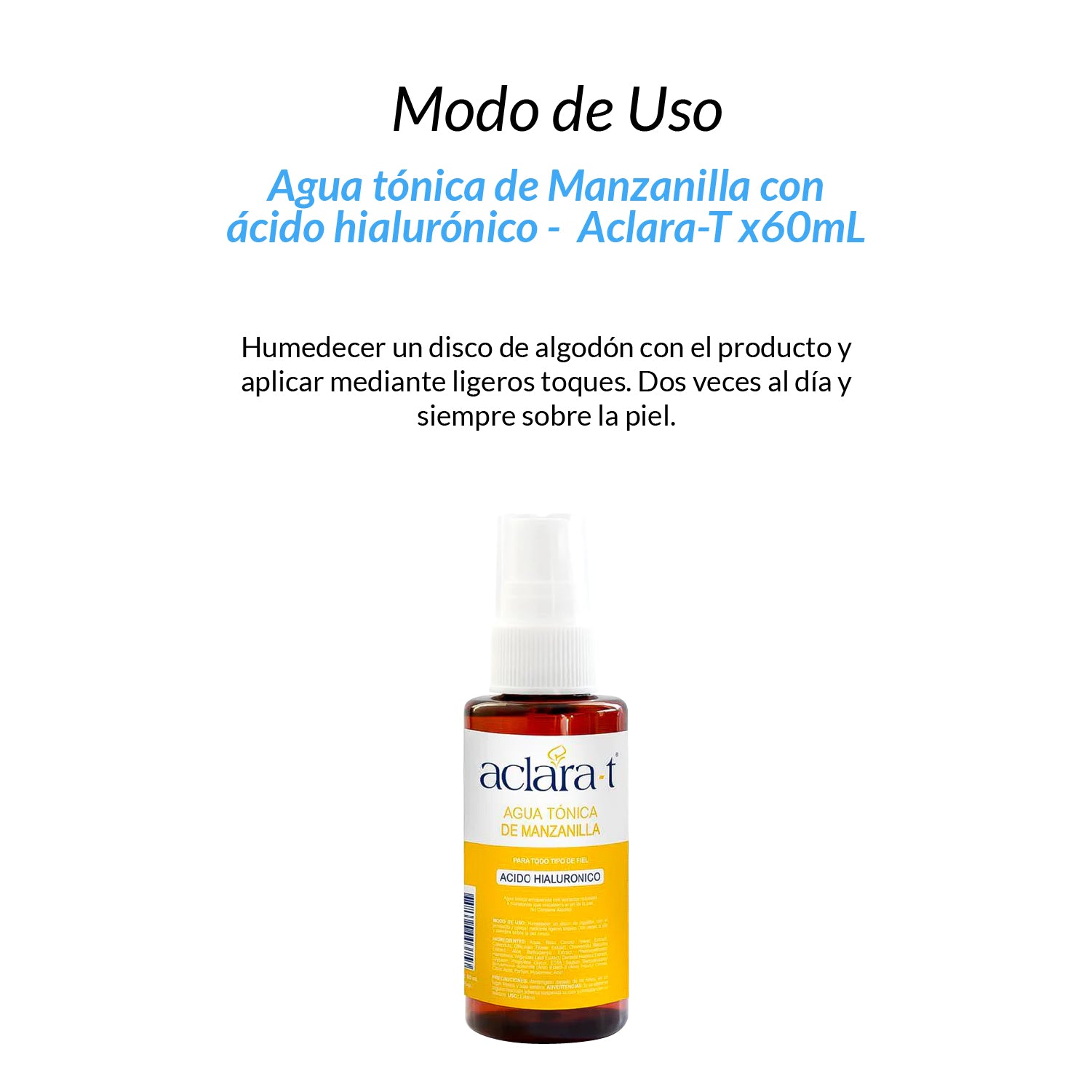 Agua tónica de Manzanilla con ácido hialurónico - Aclara-T 60ml