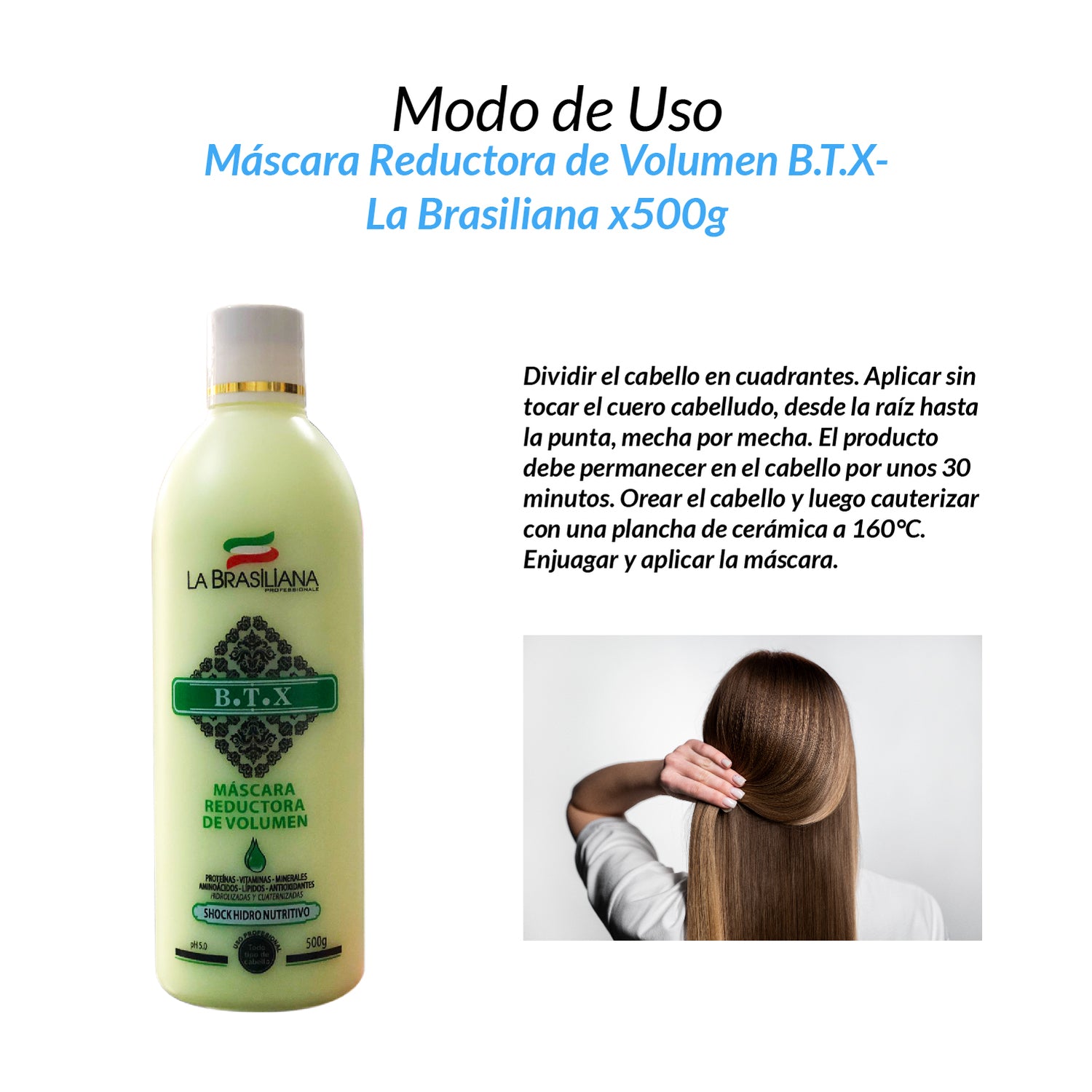 La Brasiliana Máscara Capilar – Reductora de Volumen e Hidratación – 500g