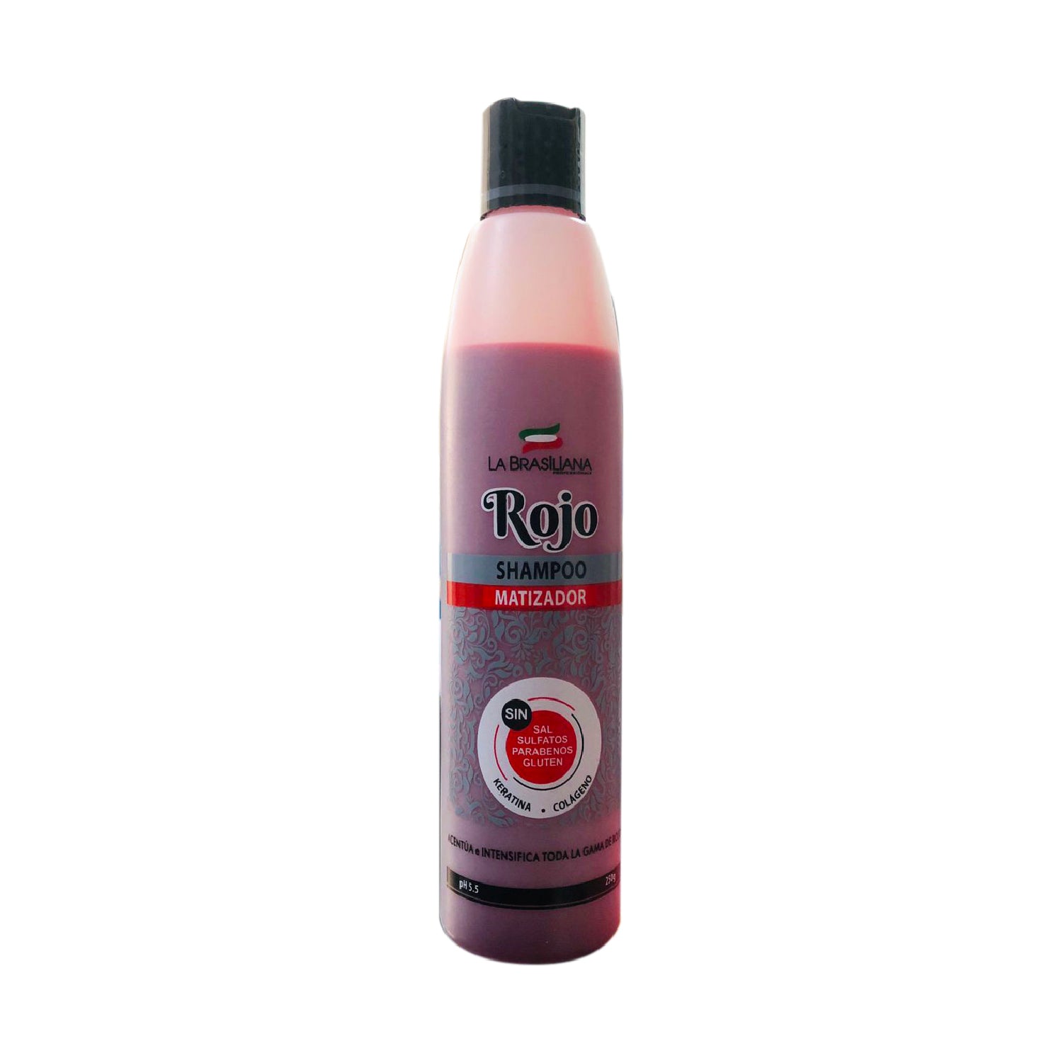 La Brasiliana Shampoo Matizador Rojo – Realce de Tonos Rojizos – Keratina & Colágeno 250g
