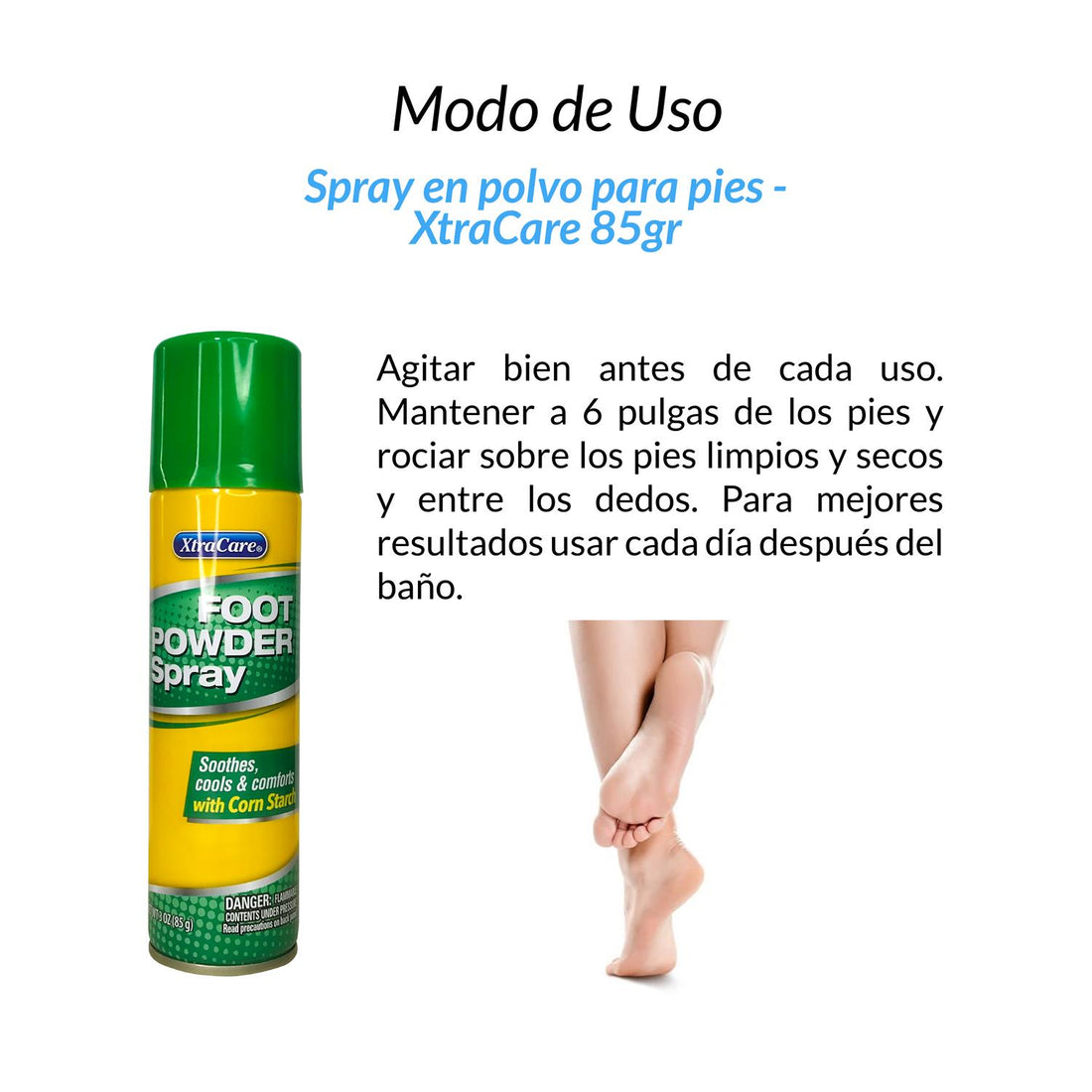 Spray en polvo para pies - Xtra Care 85gr