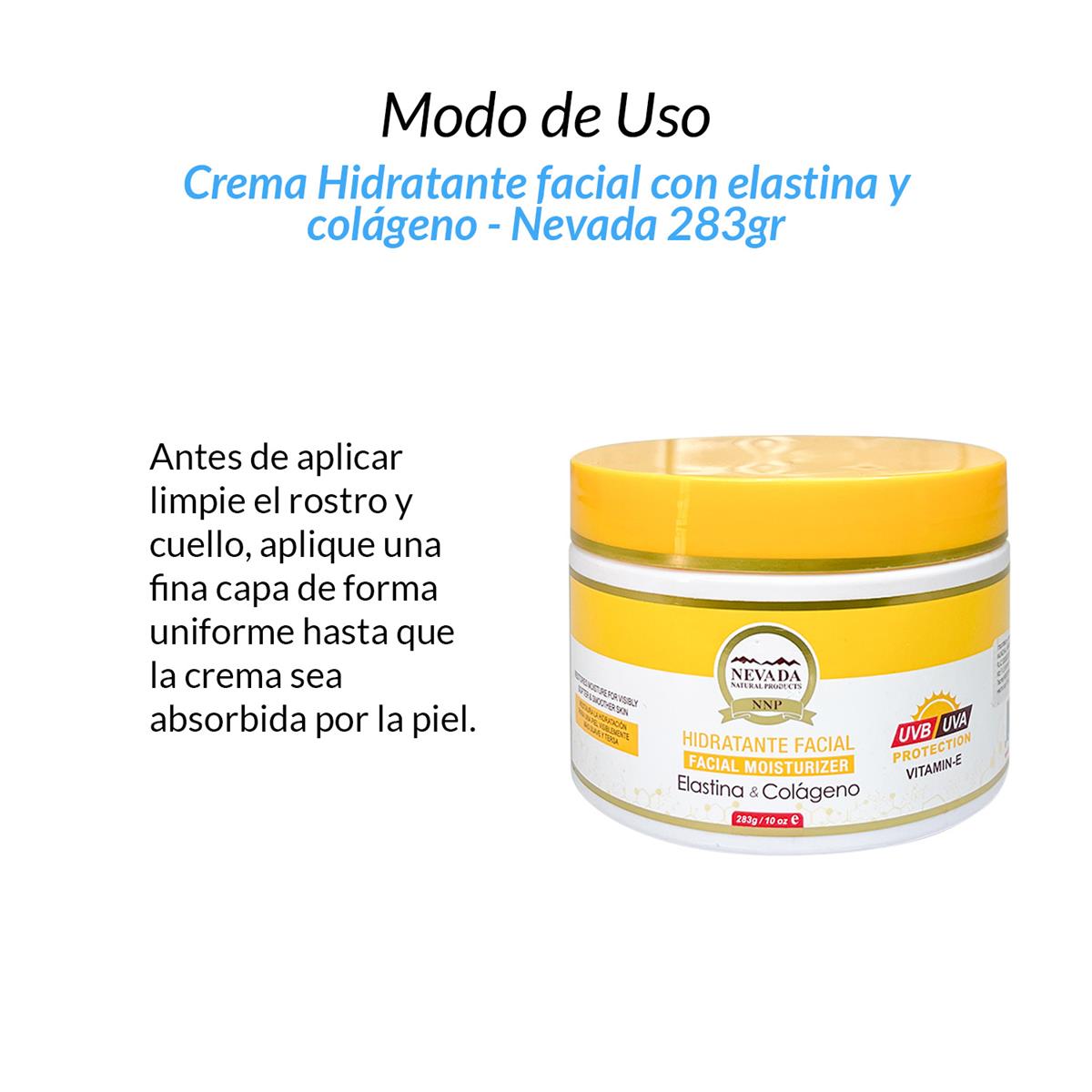 Crema Hidratante facial con elastina y colágeno 283g