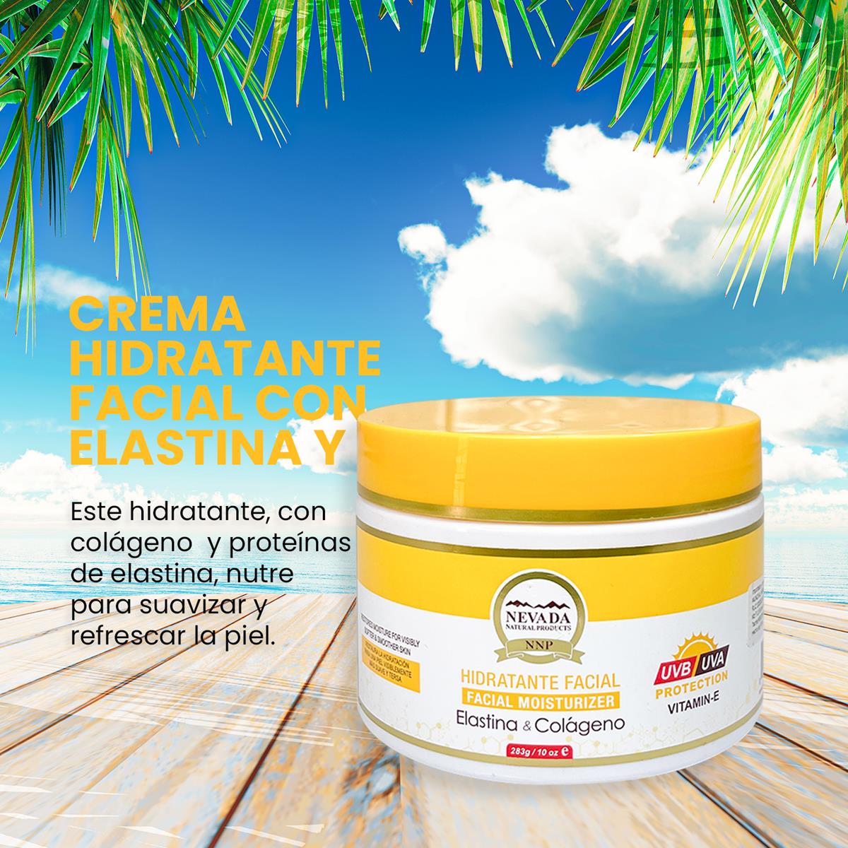 Crema Hidratante facial con elastina y colágeno 283g
