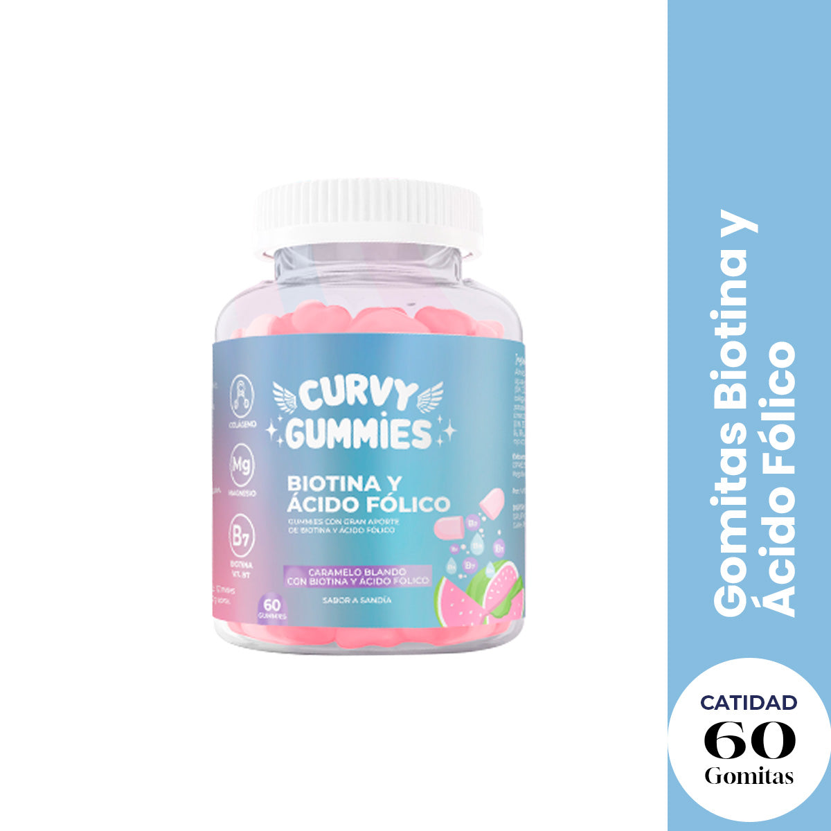 Biotina y Ácido Fólico 60 Gomitas - Curvy Gummies