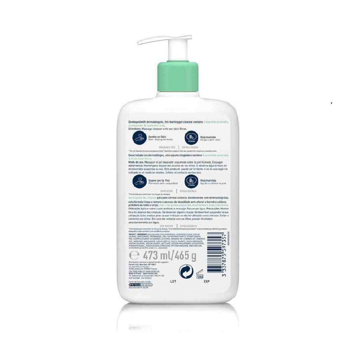CeraVe Gel Limpiador Espumoso Foaming Cleanser 473ml + REGALO SA SMOOTHING 5ML