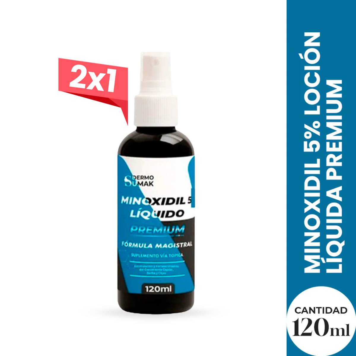 2X1 LOCION MINOXIDIL PREMIUN 5% LIQUIDO 120ML - DERMO SUMAK