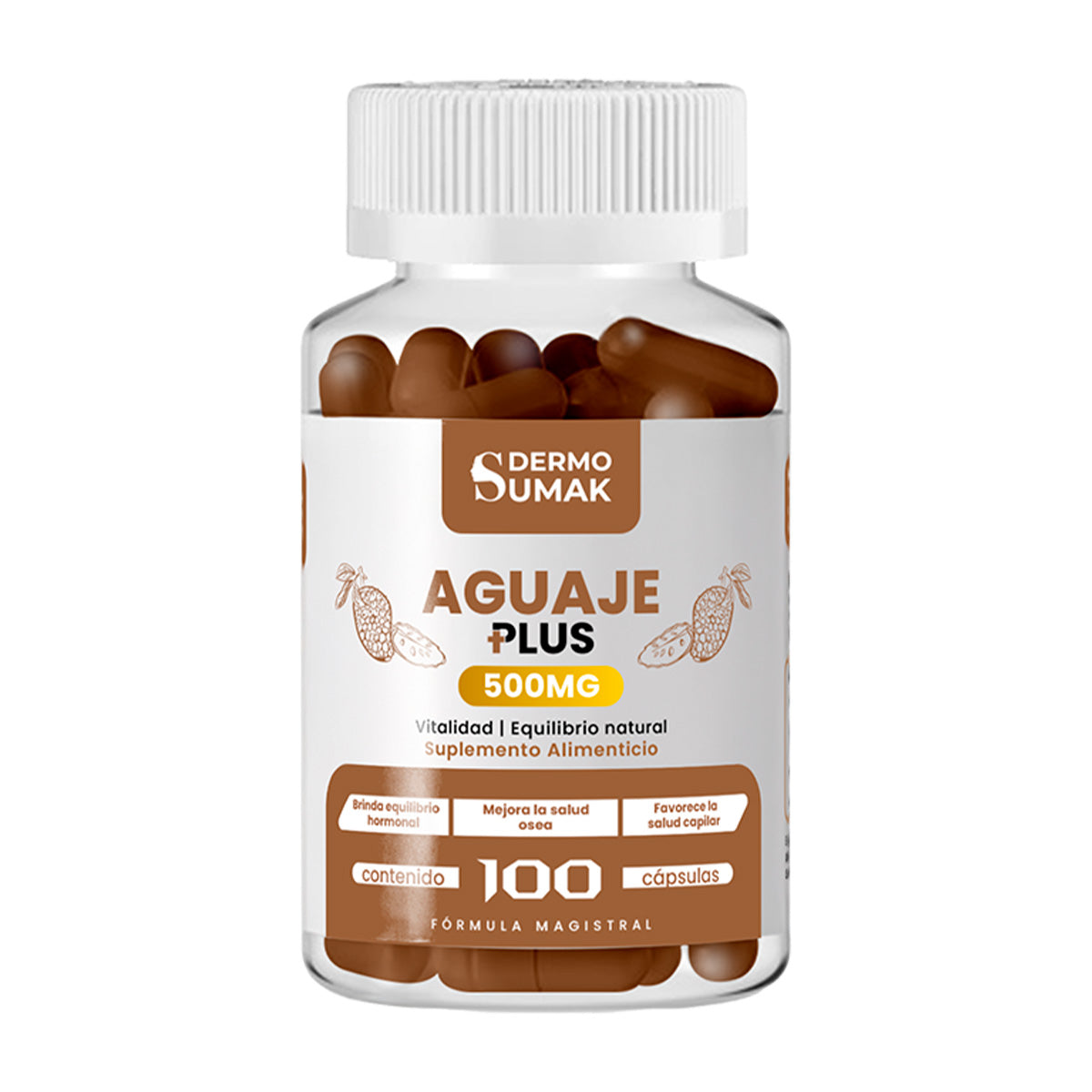 DERMO SUMAK – SUPLEMENTO PARA PIEL SALUDABLE Y BIENESTAR FEMENINO – AGUAJE PLUS+ – 100 CÁPSULAS + REGALO PASTILLERO