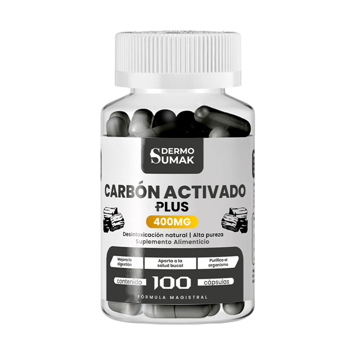 Carbon Activado Plus+ 400mg Dermo Sumak + REGALO PASTILLERO