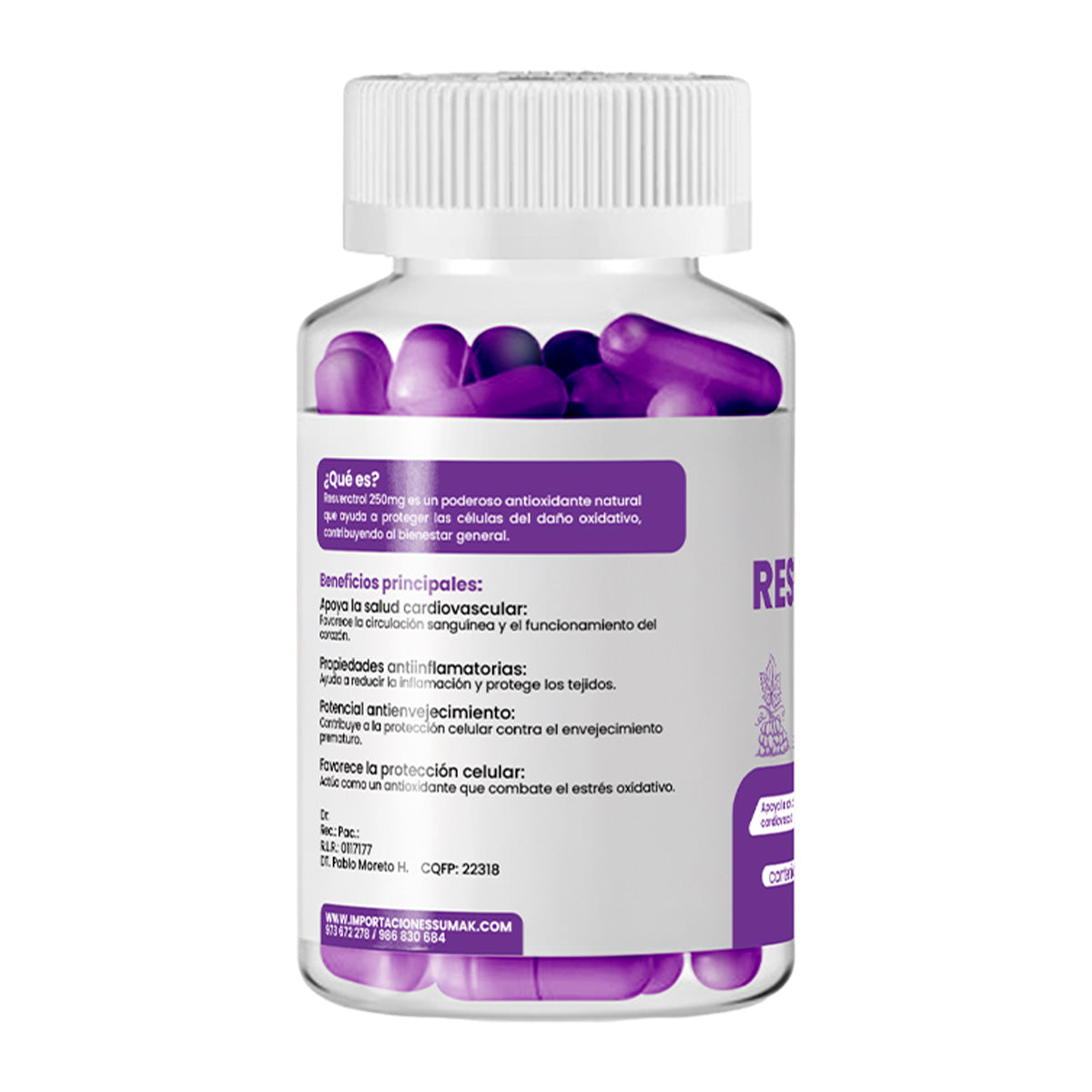 DERMO SUMAK – SUPLEMENTO ANTIOXIDANTE – RESVERATROL PLUS+ – 250mg + REGALO PASTILLERO