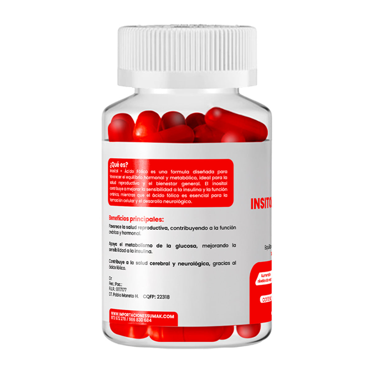 DERMO SUMAK – SUPLEMENTO PARA EQUILIBRIO HORMONAL Y REPRODUCTIVO – INOSITOL + ÁCIDO FÓLICO – 100 CÁPSULAS + REGALO PASTILLERO