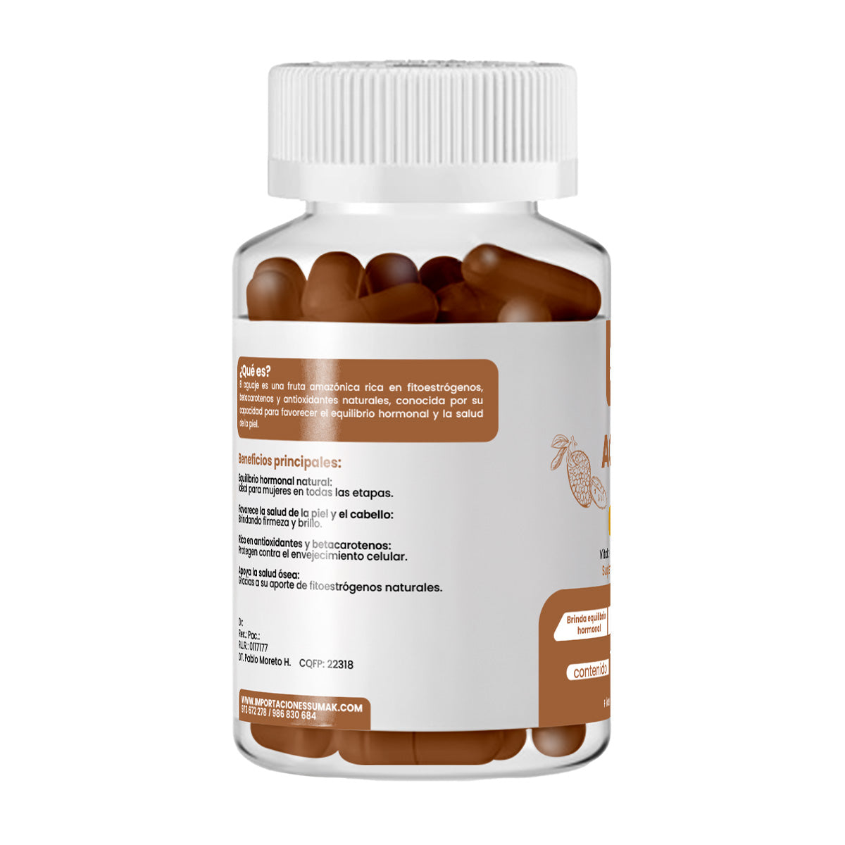 DERMO SUMAK – SUPLEMENTO PARA PIEL SALUDABLE Y BIENESTAR FEMENINO – AGUAJE PLUS+ – 100 CÁPSULAS + REGALO PASTILLERO