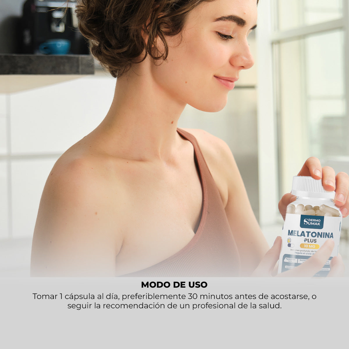 DERMOSUMAK – SUPLEMENTO PARA MEJORAR EL SUEÑO – MELATONINA 10MG – 100 CÁPSULAS + REGALO PASTILLERO