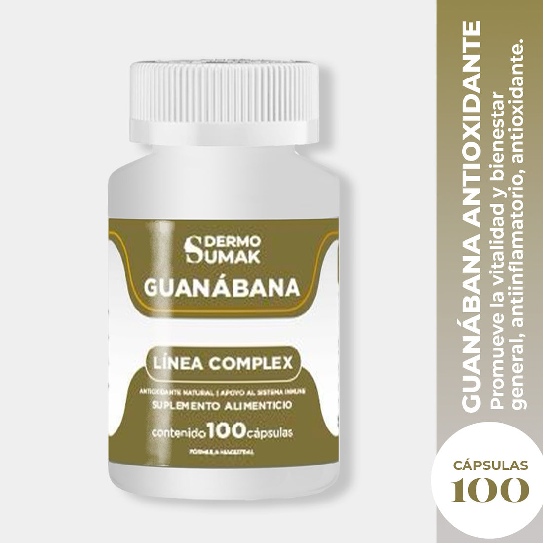 DERMO SUMAK – SUPLEMENTO ANTIOXIDANTE Y DIGESTIVO – GUANÁBANA ANTIOXIDANTE NATURAL – 100 CÁPSULAS + REGALO PASTILLERO