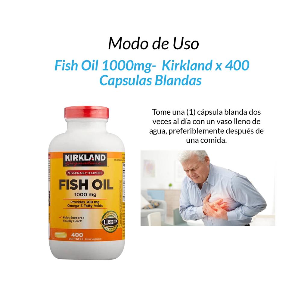 Kirkland - SUPLEMENTO OMEGA 3 PARA SALUD CARDIOVASCULAR - Fish OIL 1000MG - 400 Cásulas