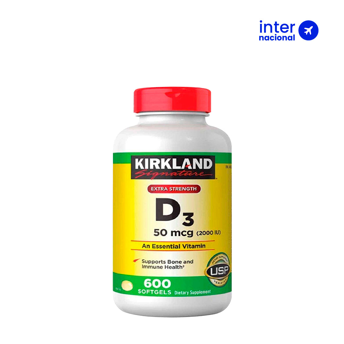 Kirkland - Suplemento Vitamina D3 2000 IU – Apoyo al sistema inmune y salud ósea – 600 cápsulas blandas