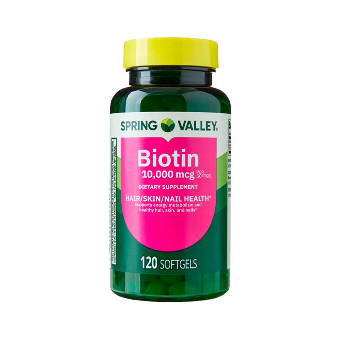 Spring Valley Suplemento de Biotina – Cabello, Piel y Uñas – 10,000 mcg 120 cápsulas