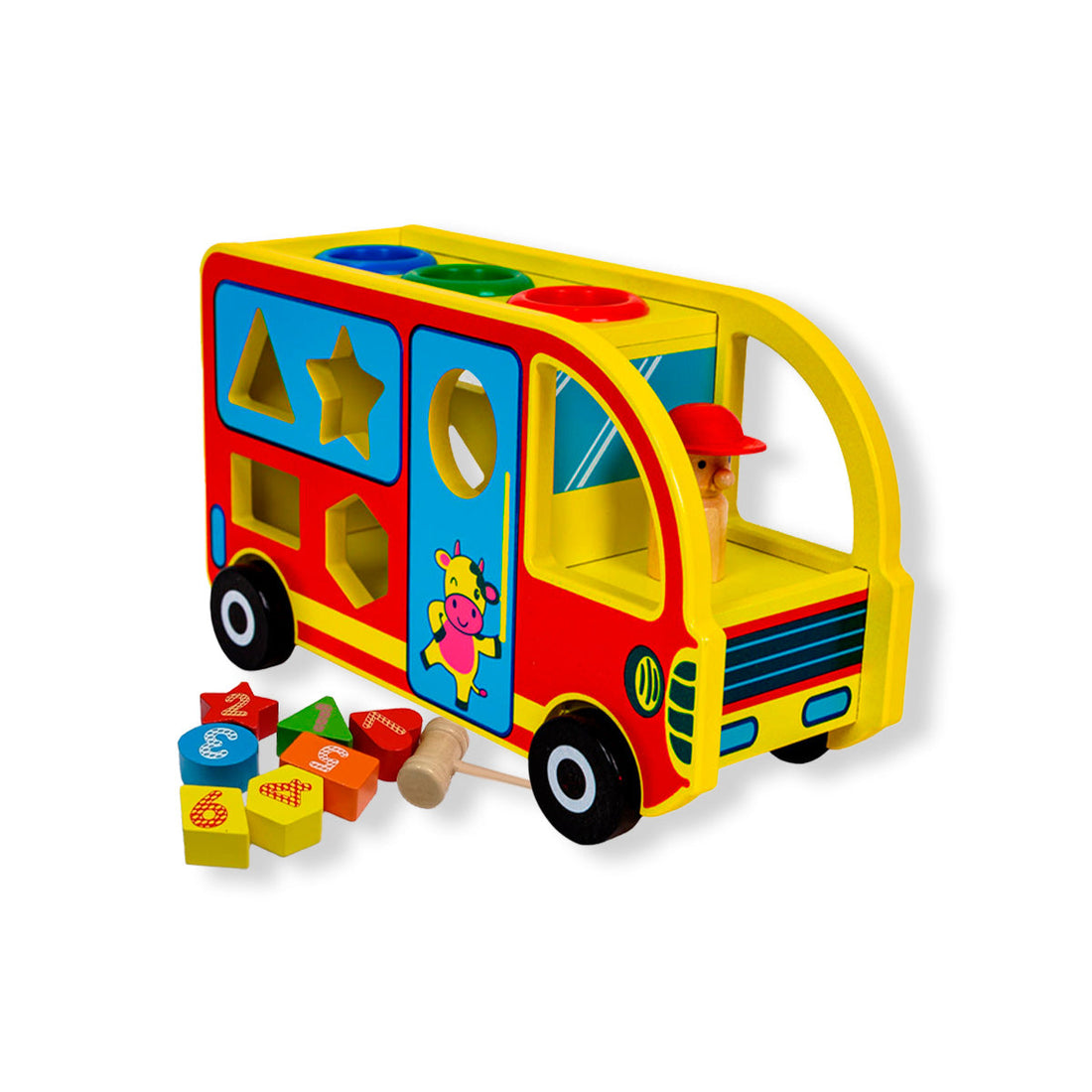 BUS ROJO CON FIGURAS GEOMETRICAS