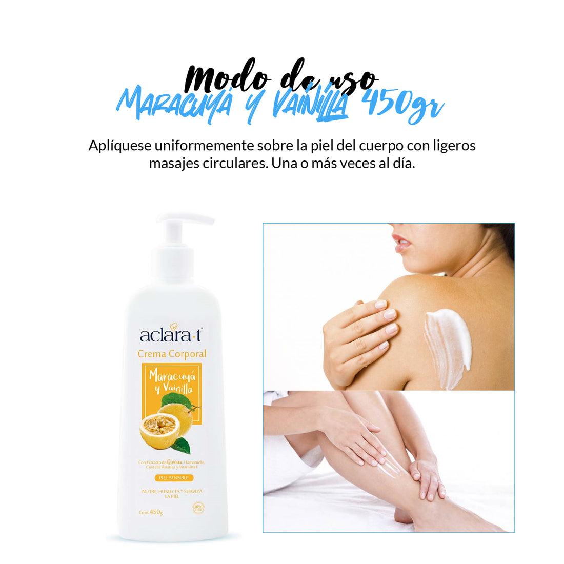 Aclara-T Crema Corporal Hidratante – Vainilla 450g