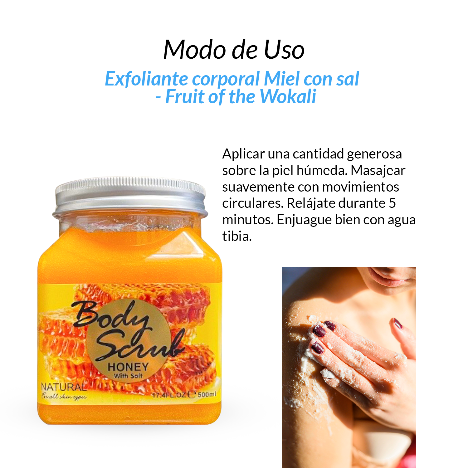 Exfoliante corporal Miel con sal 500ml - Fruit of the Wokali
