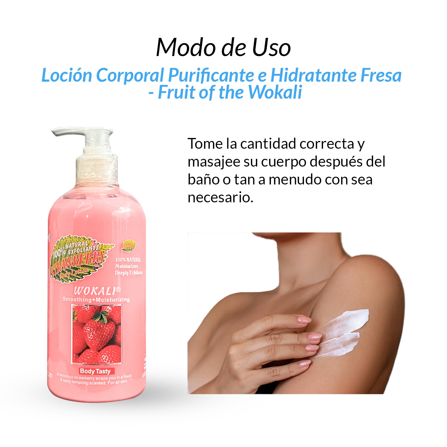 WOKALI – LOCIÓN CORPORAL PURIFICANTE E HIDRATANTE – FRESA – 500ML