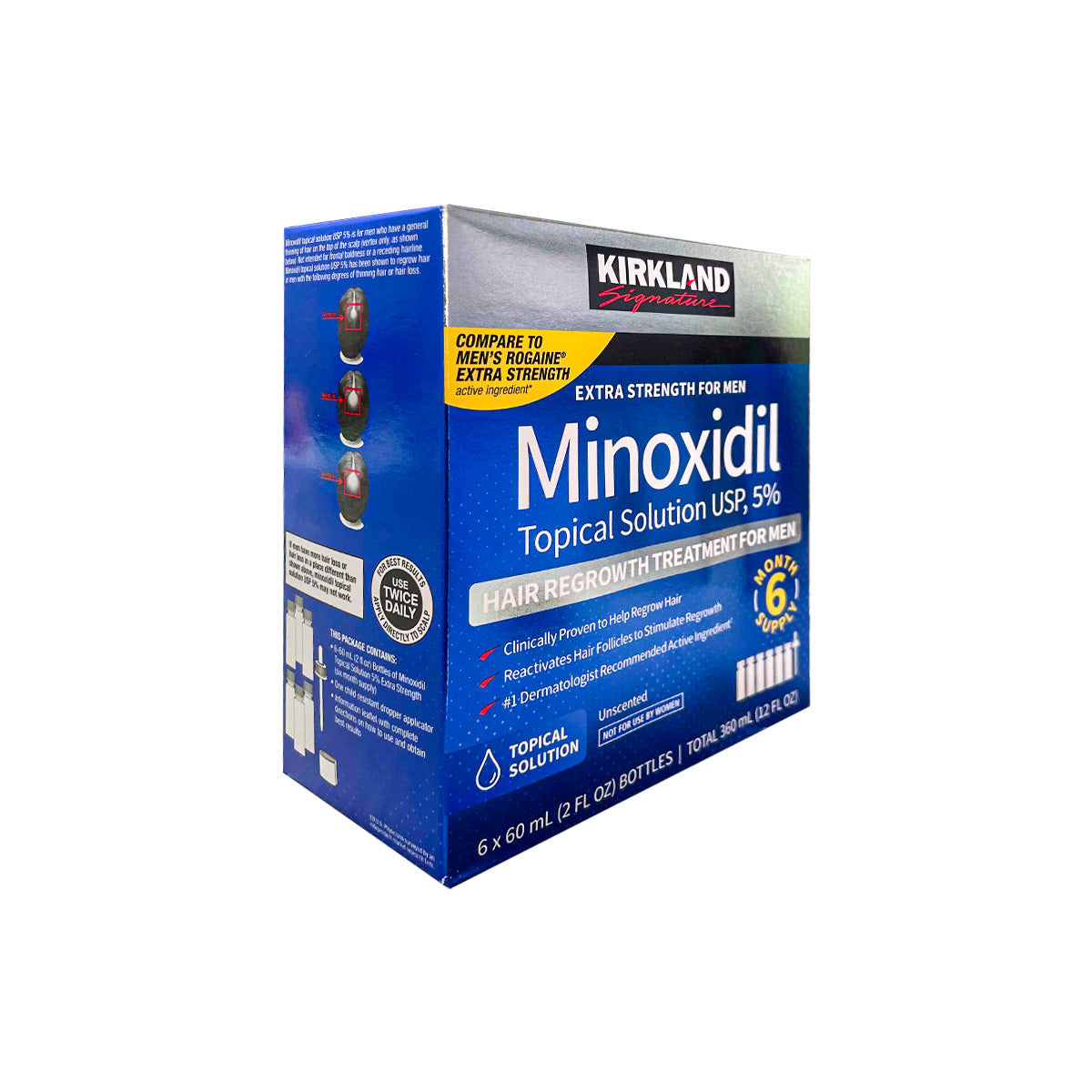 Promo! Kirkland - Estimula el Crecimiento Capilar – 6 Pomos Minoxidil Líquido 60ml